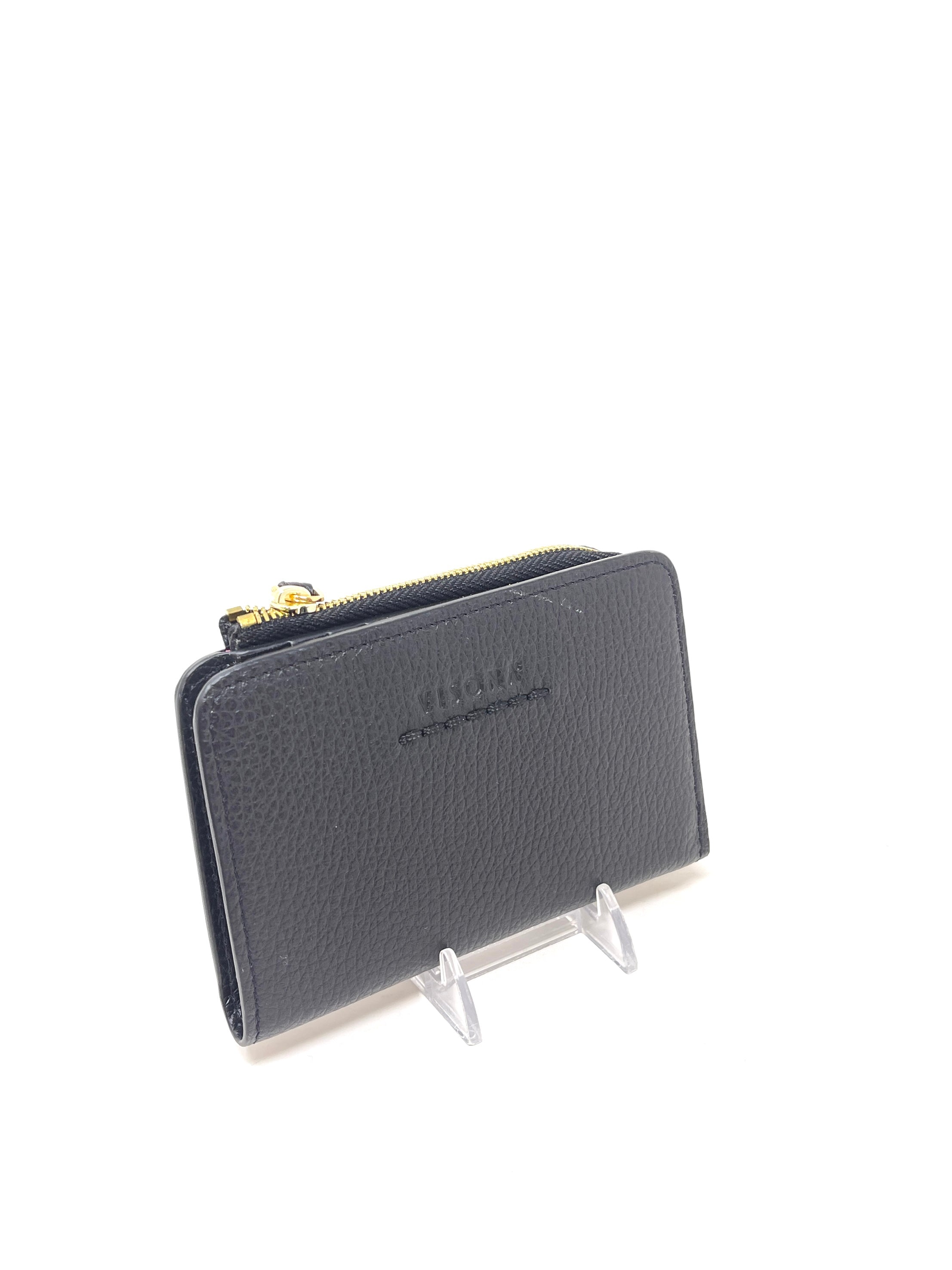 Visona Card Wallet with Wide Zip Pocket PV-7701-BLACK - Big Bag NY 2
