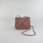 Visona Dream Woven Flap Crossbody Cognac - Big Bag NY