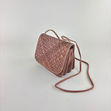 Visona Dream Woven Flap Crossbody Cognac - Big Bag NY