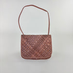 Visona Dream Woven Flap Crossbody Cognac - Big Bag NY