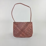 Visona Dream Woven Flap Crossbody Cognac - Big Bag NY