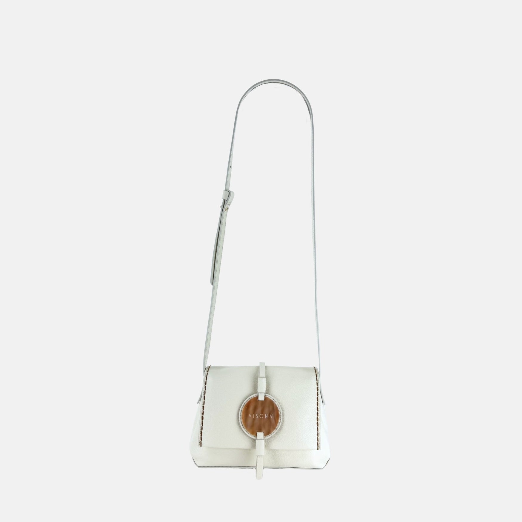 Visona Positano Tortoiseshell Small Crossbody Bag in Cream - Big Bag NY