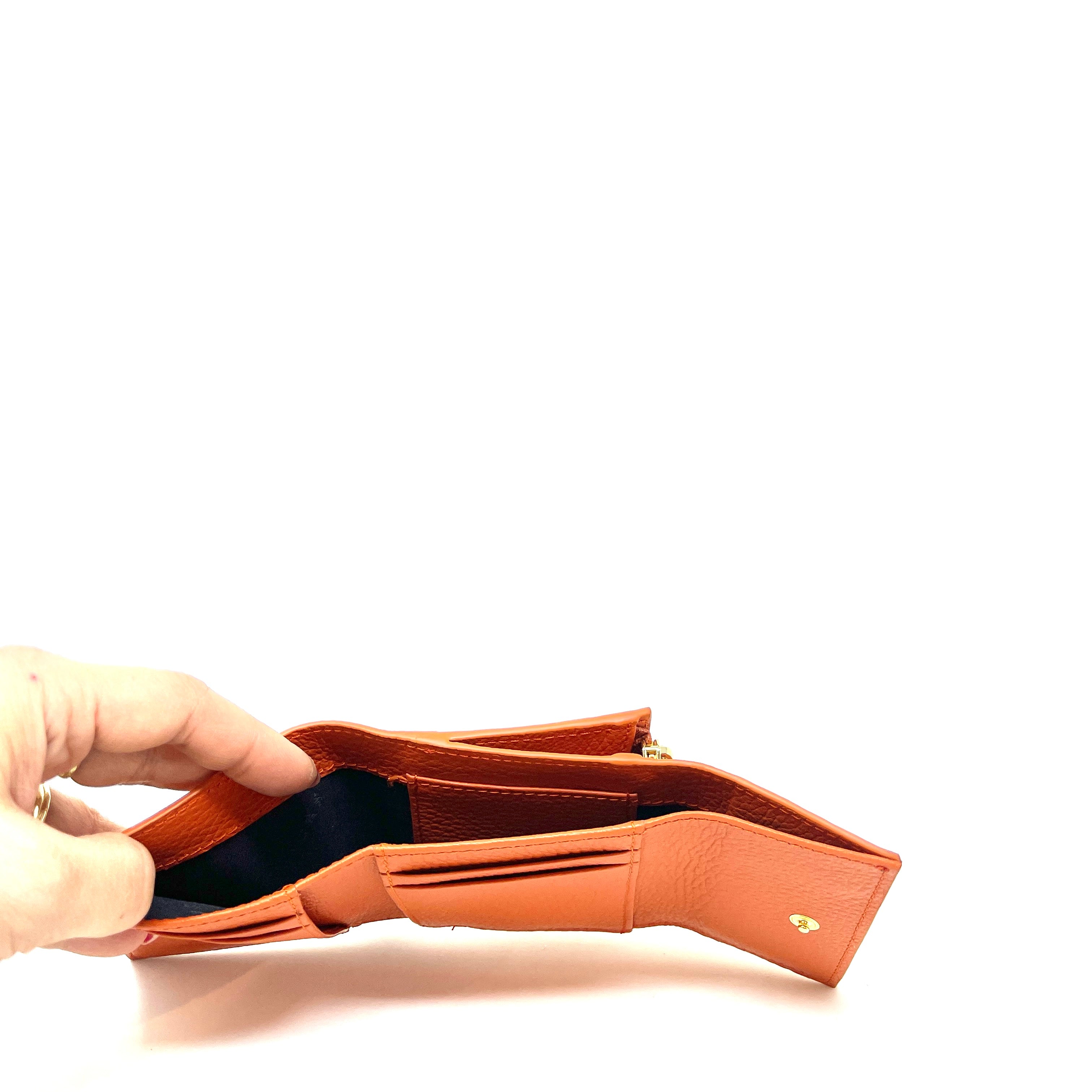 Visona Ultra Compact Trifold Wallet with Outside Zip Pocket PV-7699-PAPAYA - Big Bag NY 4