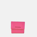 Visona Ultra Compact Trifold Wallet with Outside Zip Pocket in Magenta - Big Bag NY