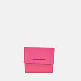 Visona Ultra Compact Trifold Wallet with Outside Zip Pocket in Magenta - Big Bag NY