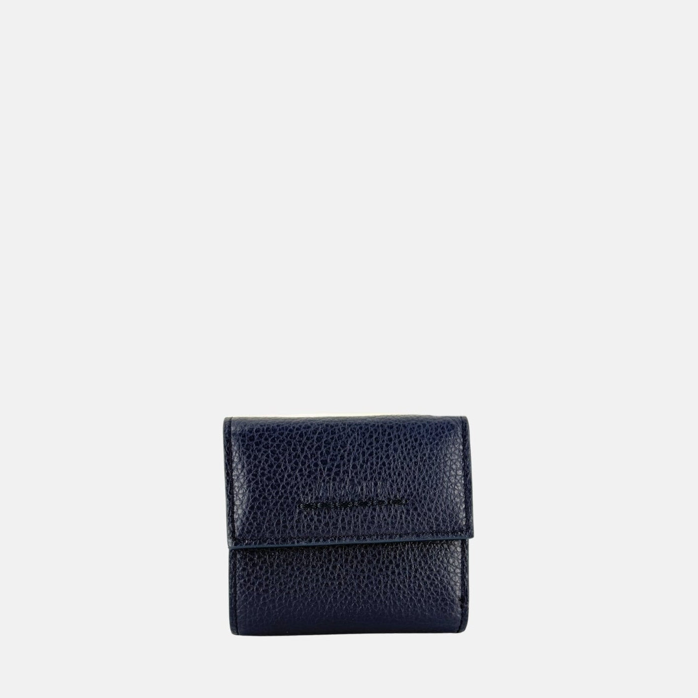 Visona Ultra Compact Trifold Wallet with Outside Zip Pocket in Navy - Big Bag NY