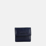 Visona Ultra Compact Trifold Wallet with Outside Zip Pocket in Navy - Big Bag NY