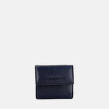 Visona Ultra Compact Trifold Wallet with Outside Zip Pocket in Navy - Big Bag NY