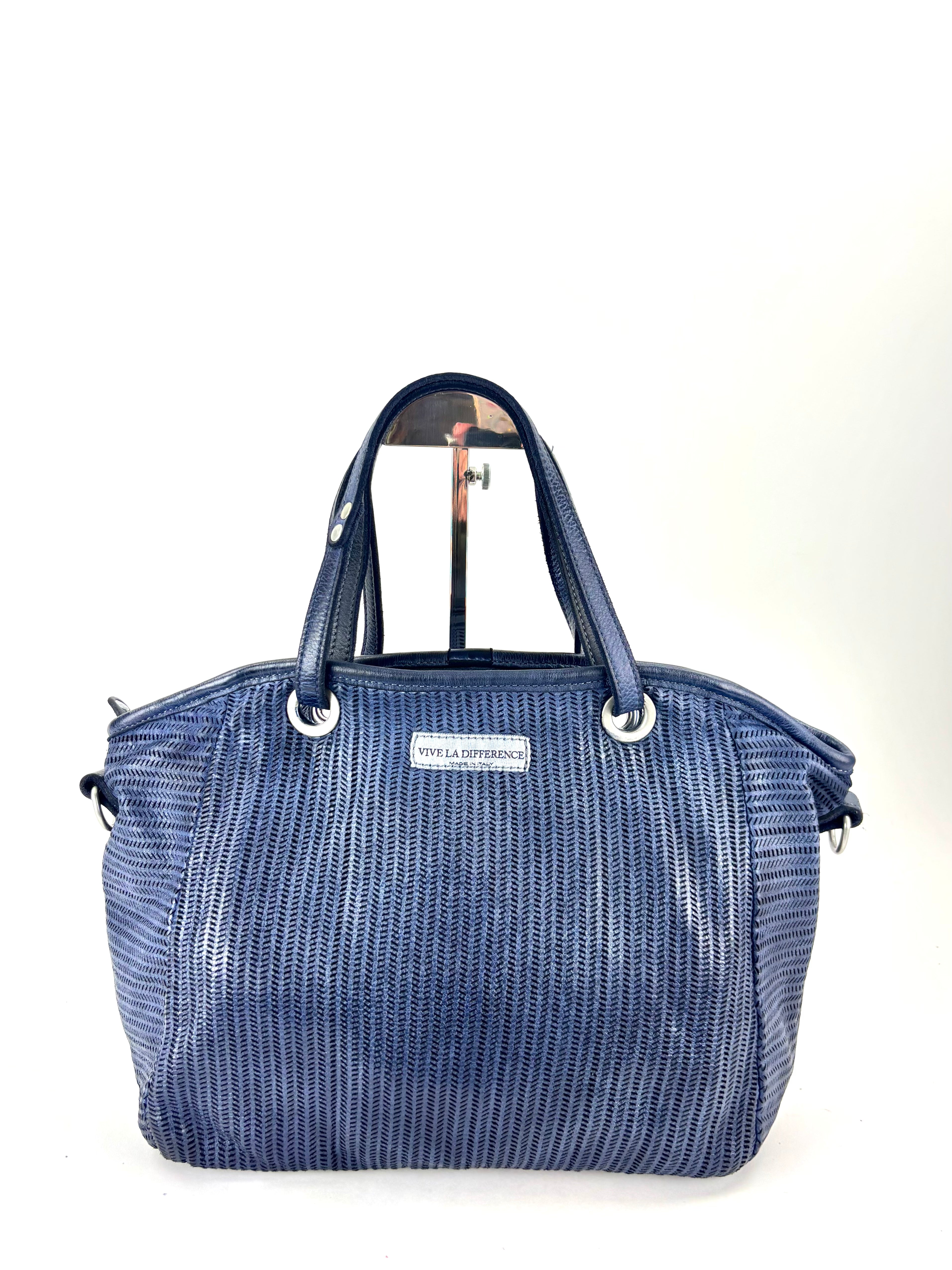Vive La Difference - FLAMINGO MAXI DOTS Perforated Tote INK BLUE - Big Bag NY 1