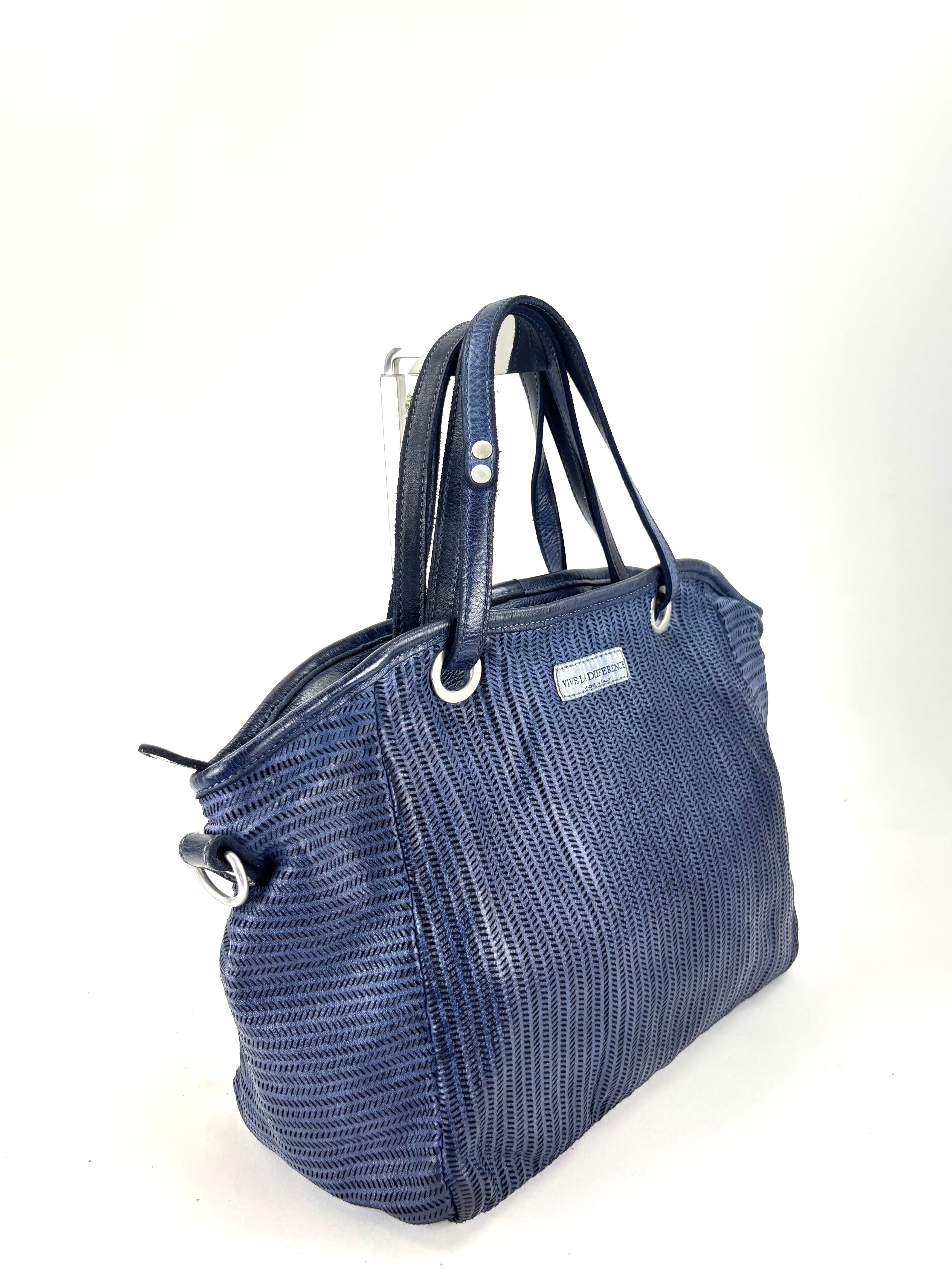 Vive La Difference - FLAMINGO MAXI DOTS Perforated Tote INK BLUE - Big Bag NY 3