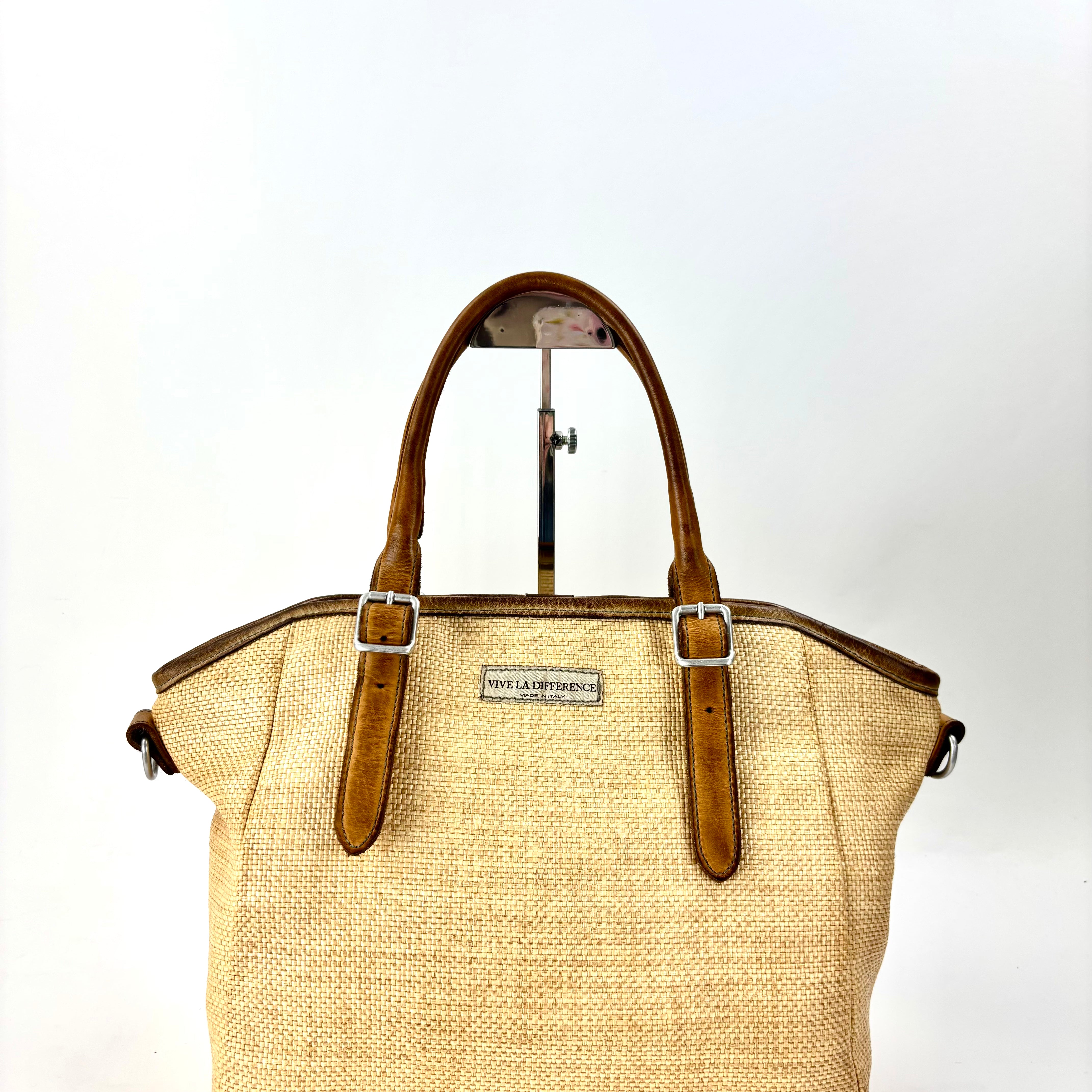 Vive La Difference DEAUVILLE Medium Raffia Leather Handle Tote - Big Bag NY