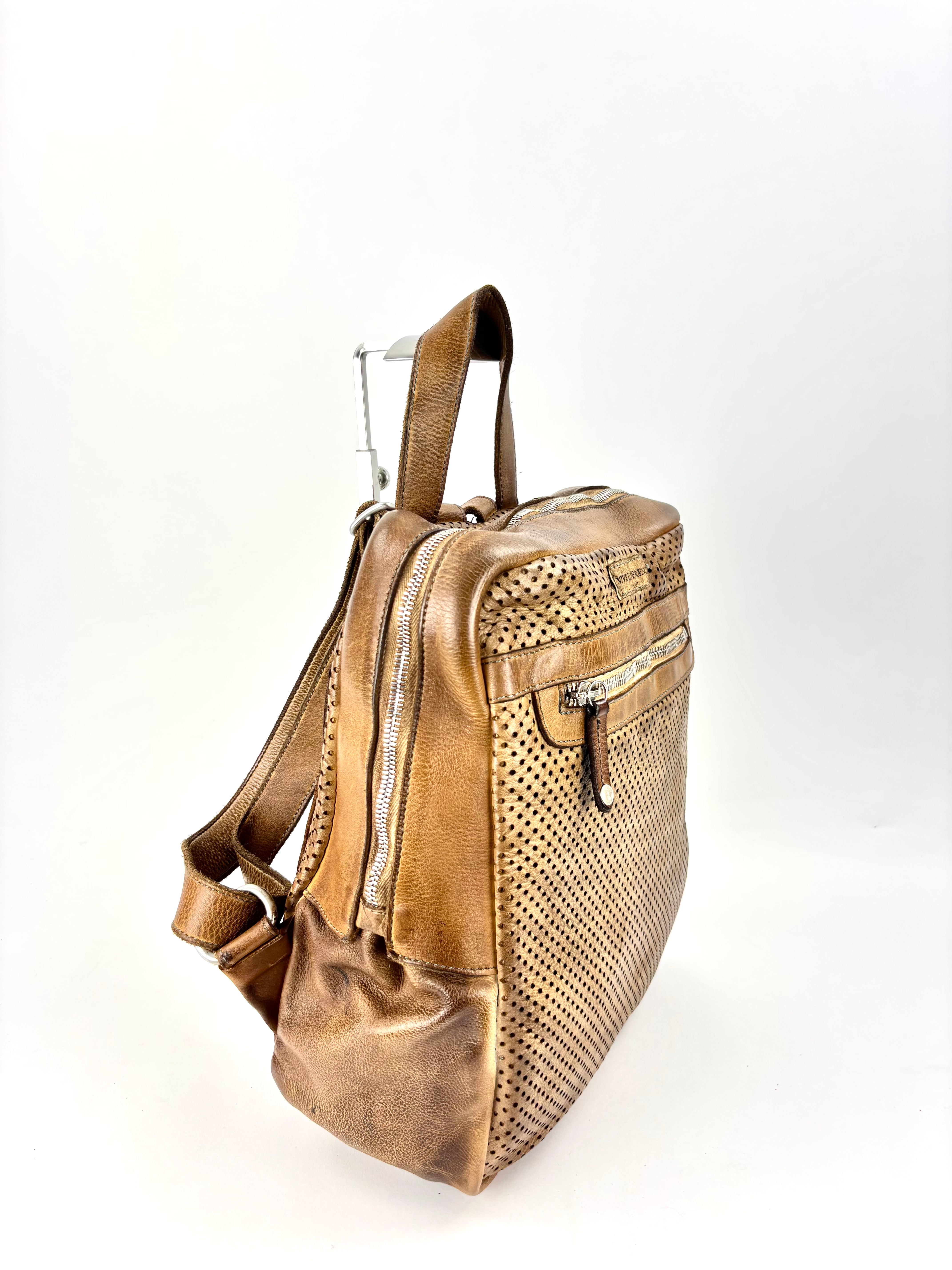Vive La Difference FREELANCE DOTS Leather Backpack Bamboo - Big Bag NY 1