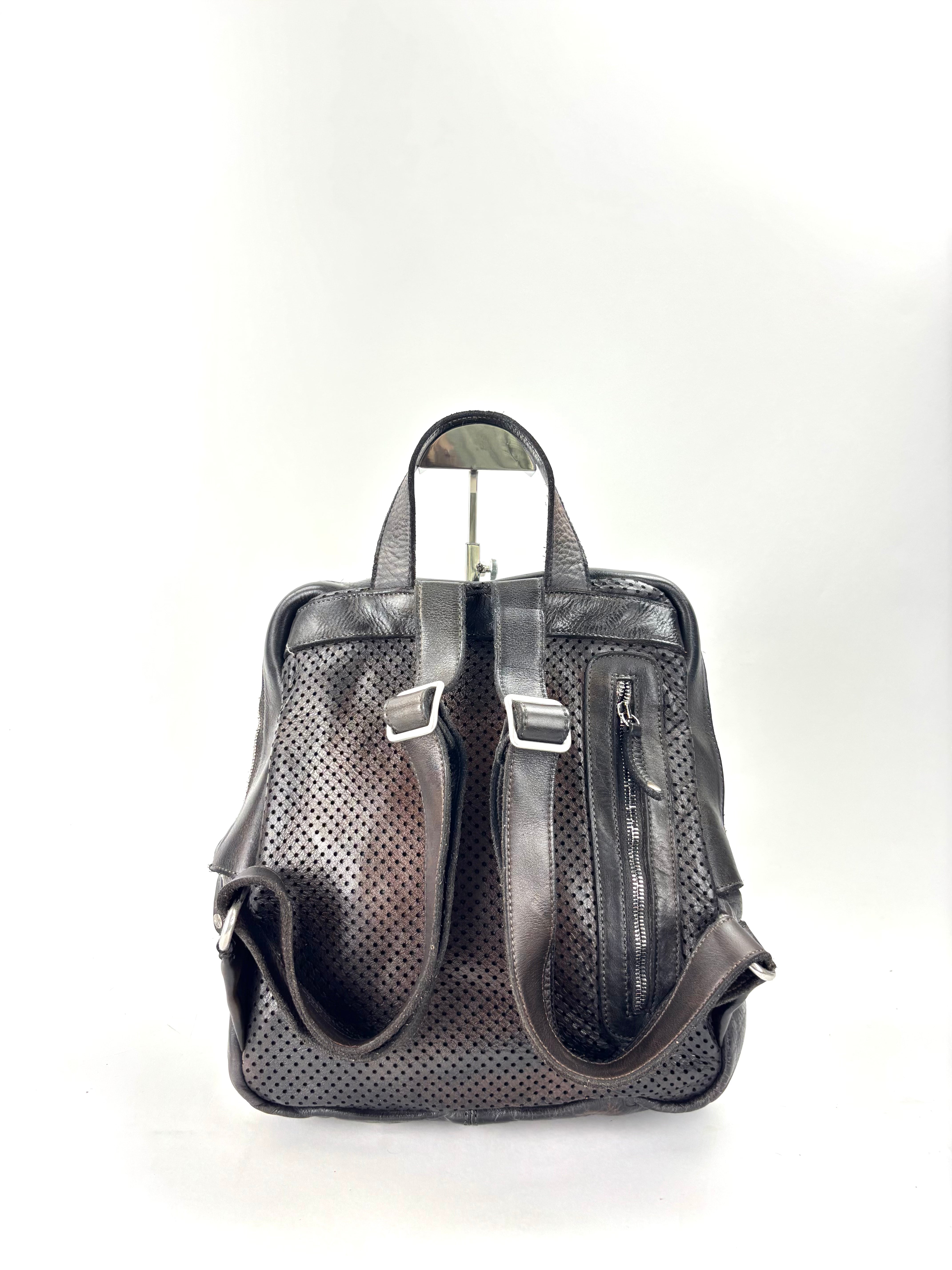 Vive La Difference FREELANCE DOTS Leather Backpack Ebano - Big Bag NY 1