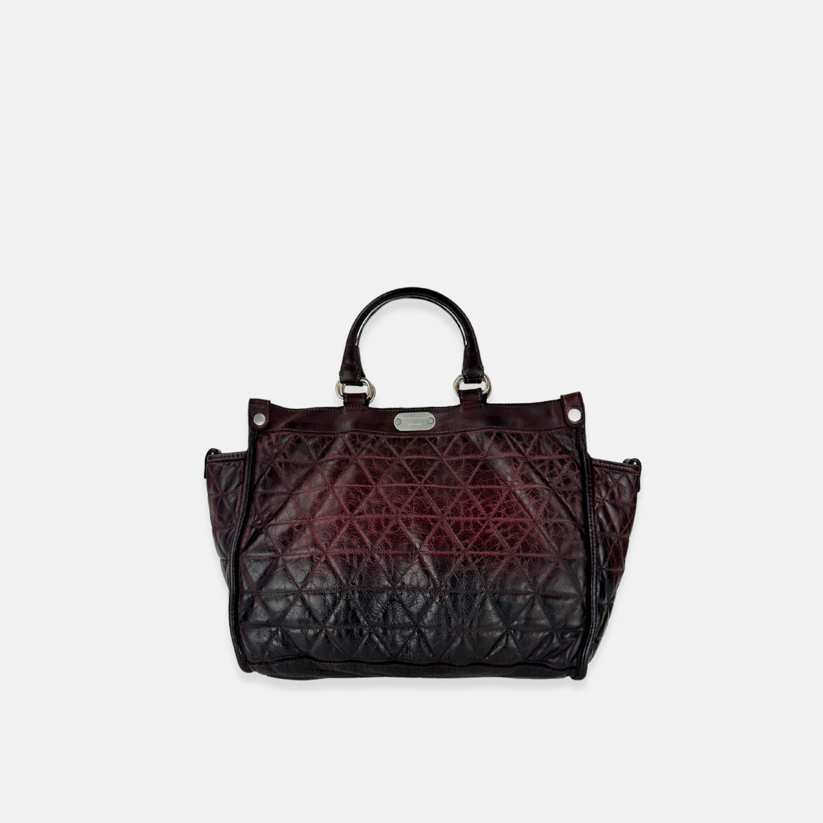 Vive La Difference Glamour Quilted Ombre Handle Tote Bag in Burgundy - Big Bag NY