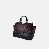 Vive La Difference Glamour Quilted Ombre Handle Tote Bag in Burgundy - Big Bag NY