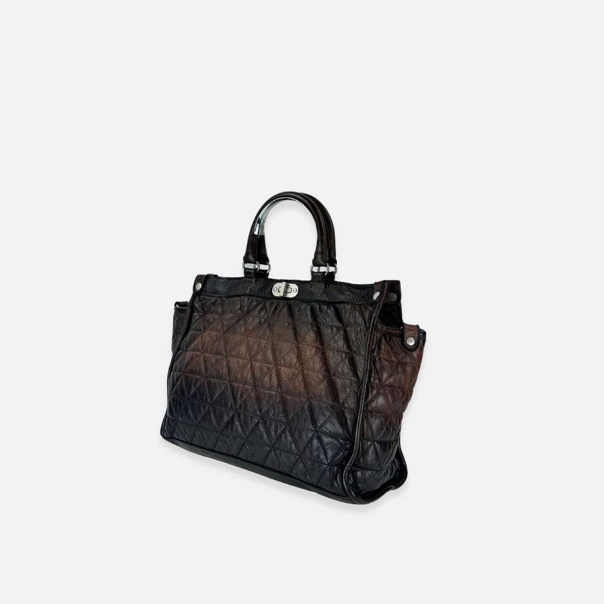 Vive La Difference Glamour Quilted Ombre Handle Tote Bag in Cocoa - Big Bag NY