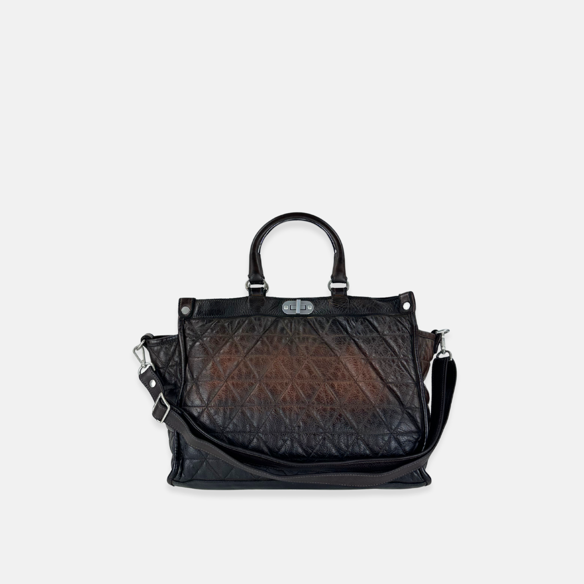 Vive La Difference Glamour Quilted Ombre Handle Tote Bag in Cocoa - Big Bag NY