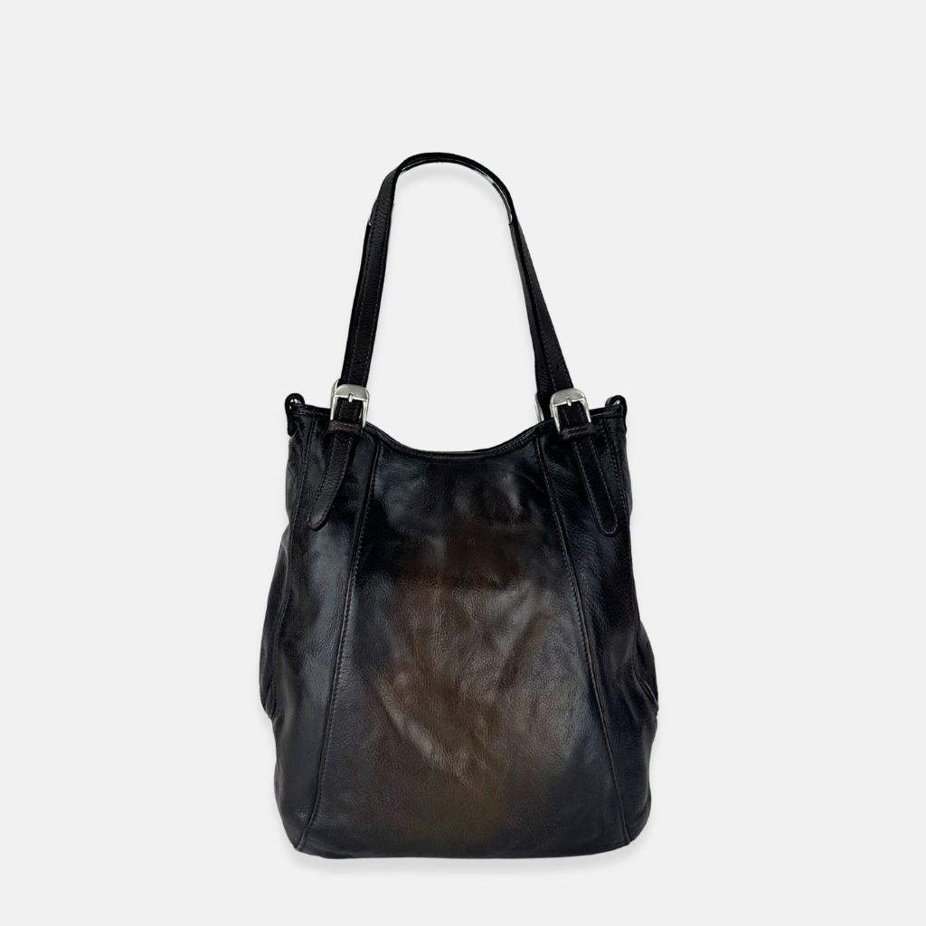 Vive La Difference Panorama Balloon Leather Tote Bag in Royal Brown - Big Bag NY