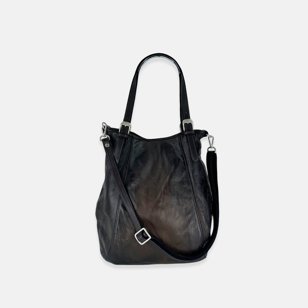 Vive La Difference Panorama Balloon Leather Tote Bag in Royal Brown - Big Bag NY