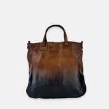 Vive La Difference Re-Edition Degrade Leather Tote Bag in Dark Caramel