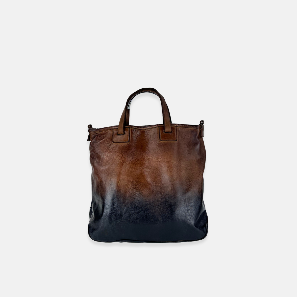 Vive La Difference Re-Edition Degrade Leather Tote Bag in Dark Caramel