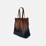 Vive La Difference Re-Edition Degrade Leather Tote Bag in Dark Caramel