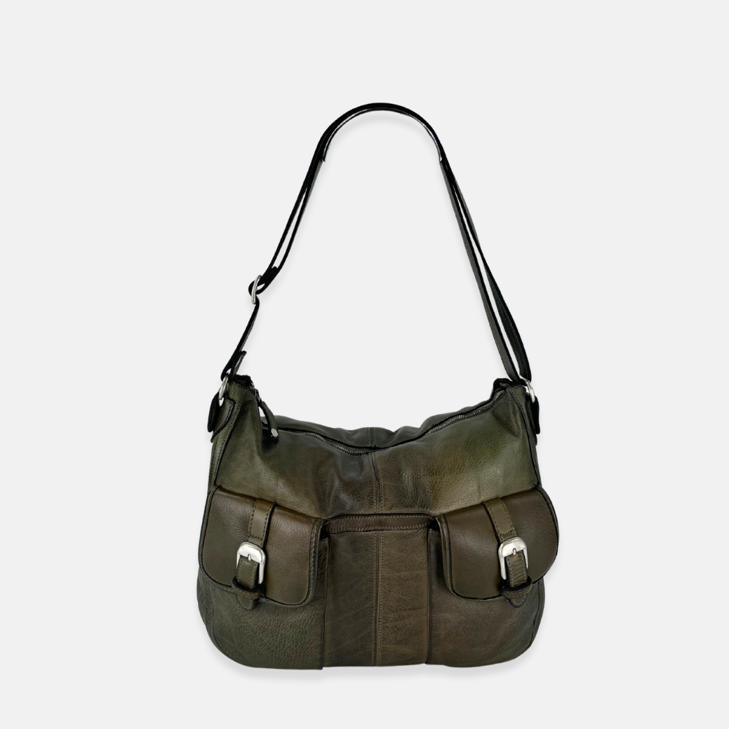 Vive La Difference Robin 2 Pocket Crossbody Bag in Green Stone - Big Bag