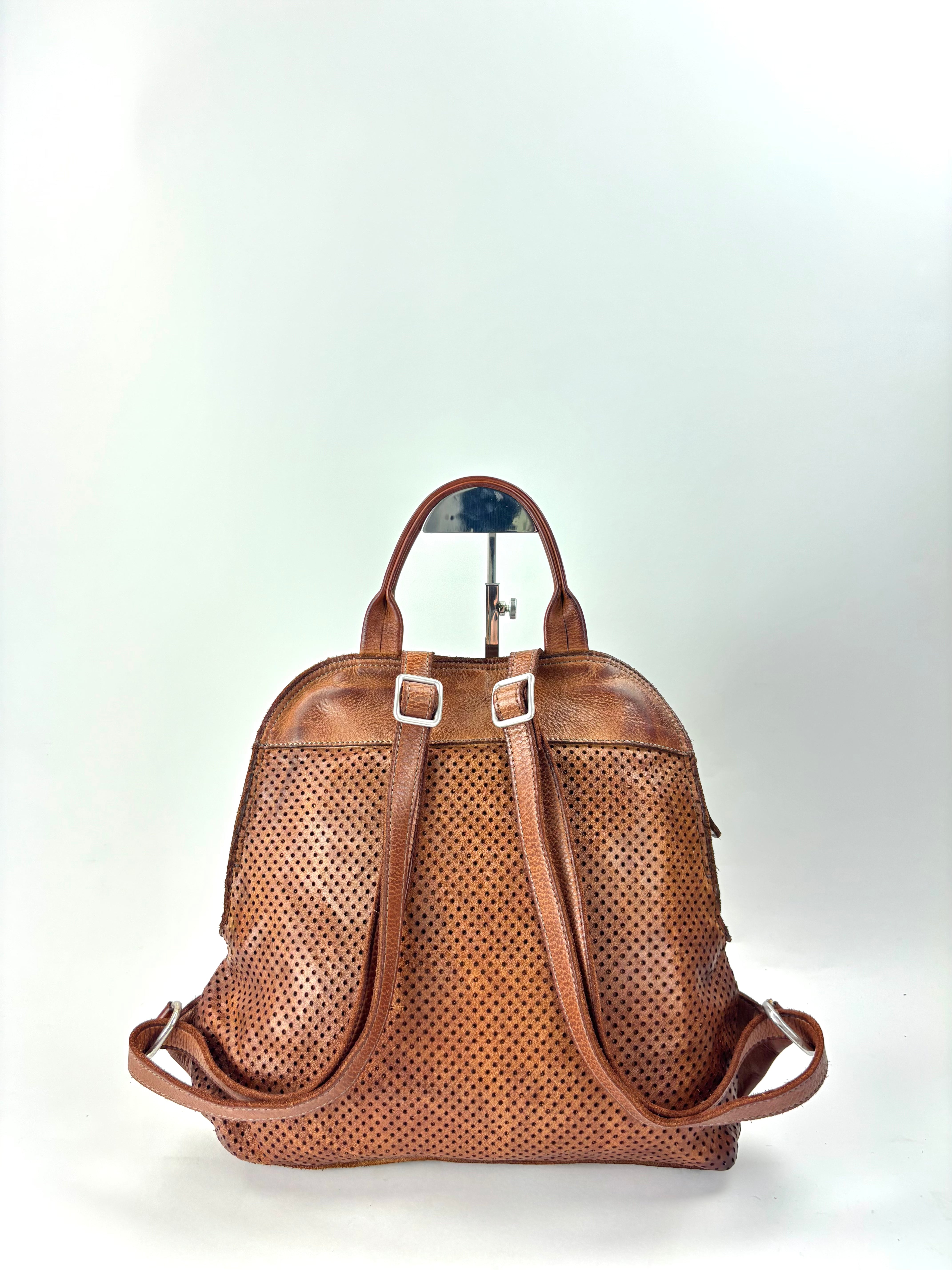 Vive La Difference SUDEST DOTS Leather Backpack CARAMEL - Big Bag NY 1