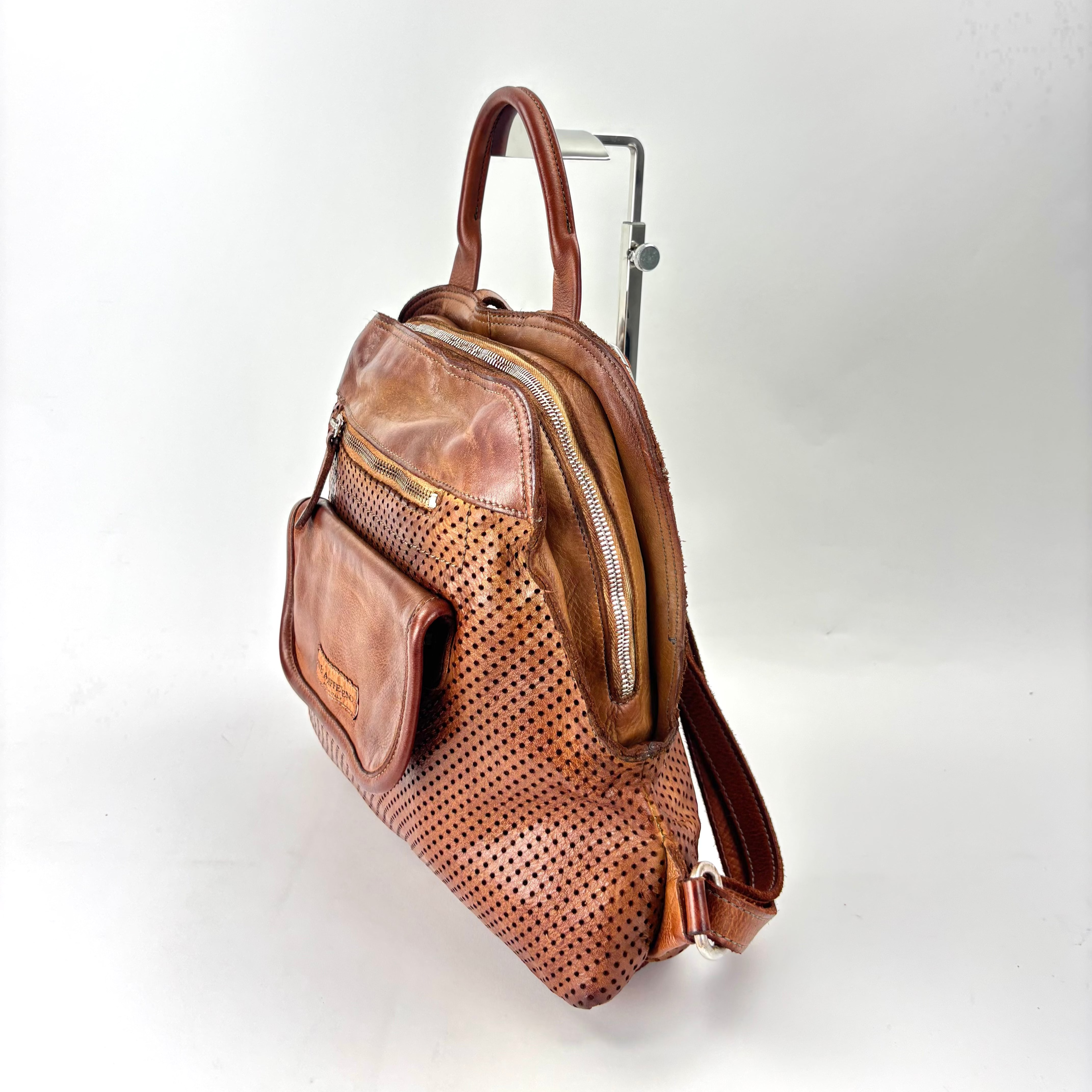 Vive La Difference SUDEST DOTS Leather Backpack CARAMEL - Big Bag NY 2