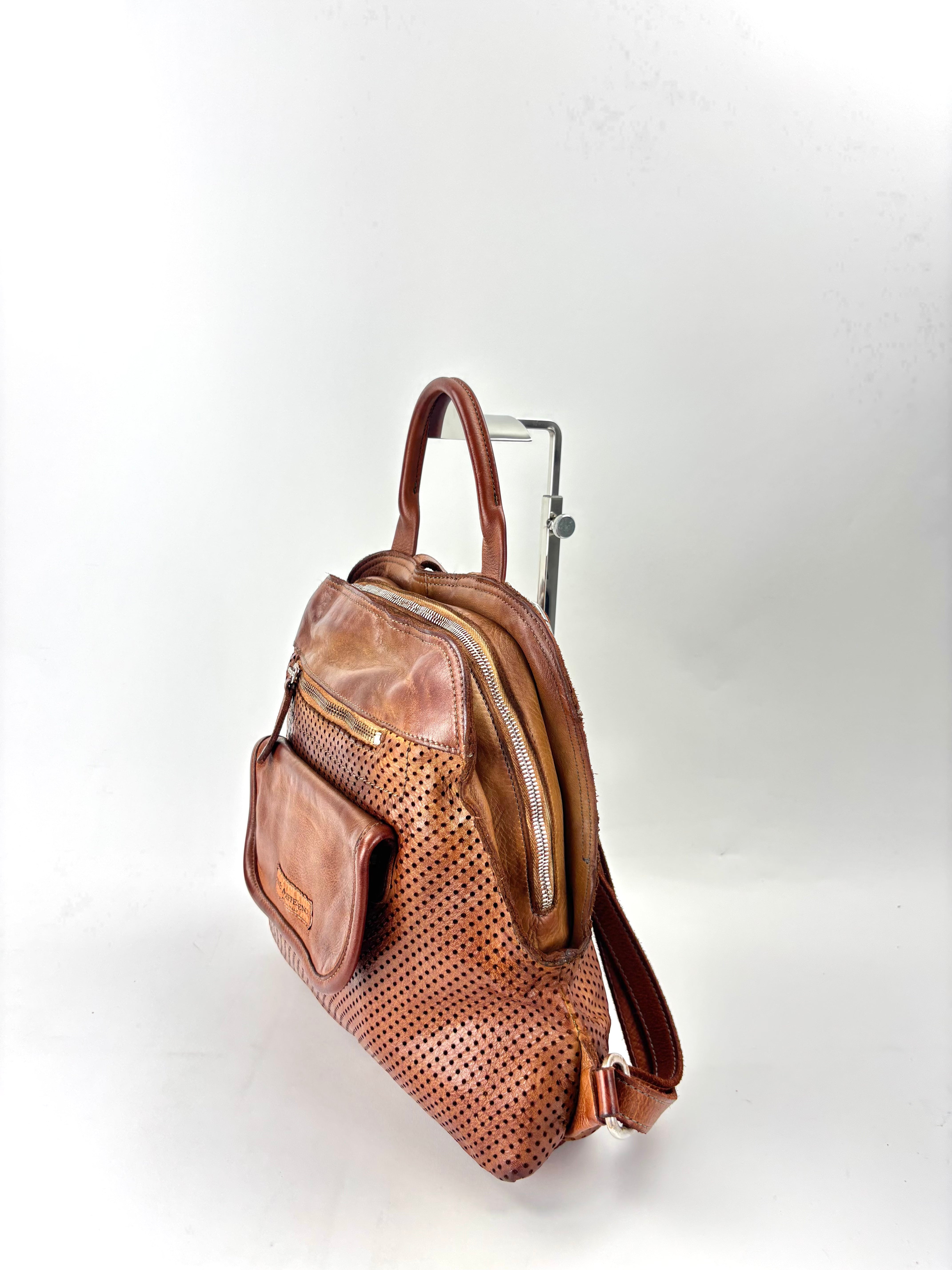Vive La Difference SUDEST DOTS Leather Backpack CARAMEL - Big Bag NY 2