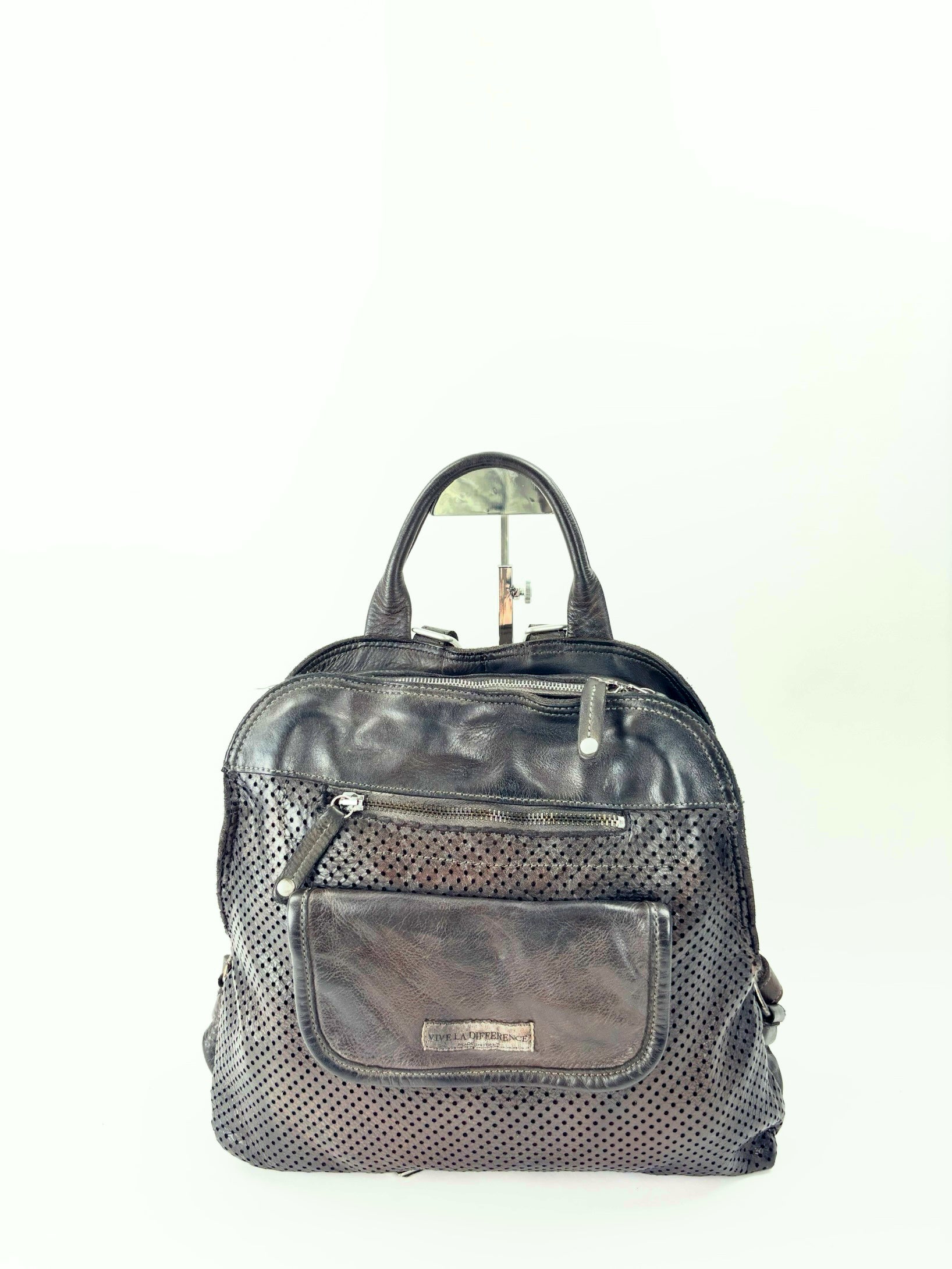 Vive La Difference SUDEST DOTS Leather Backpack EBANO - Big Bag NY