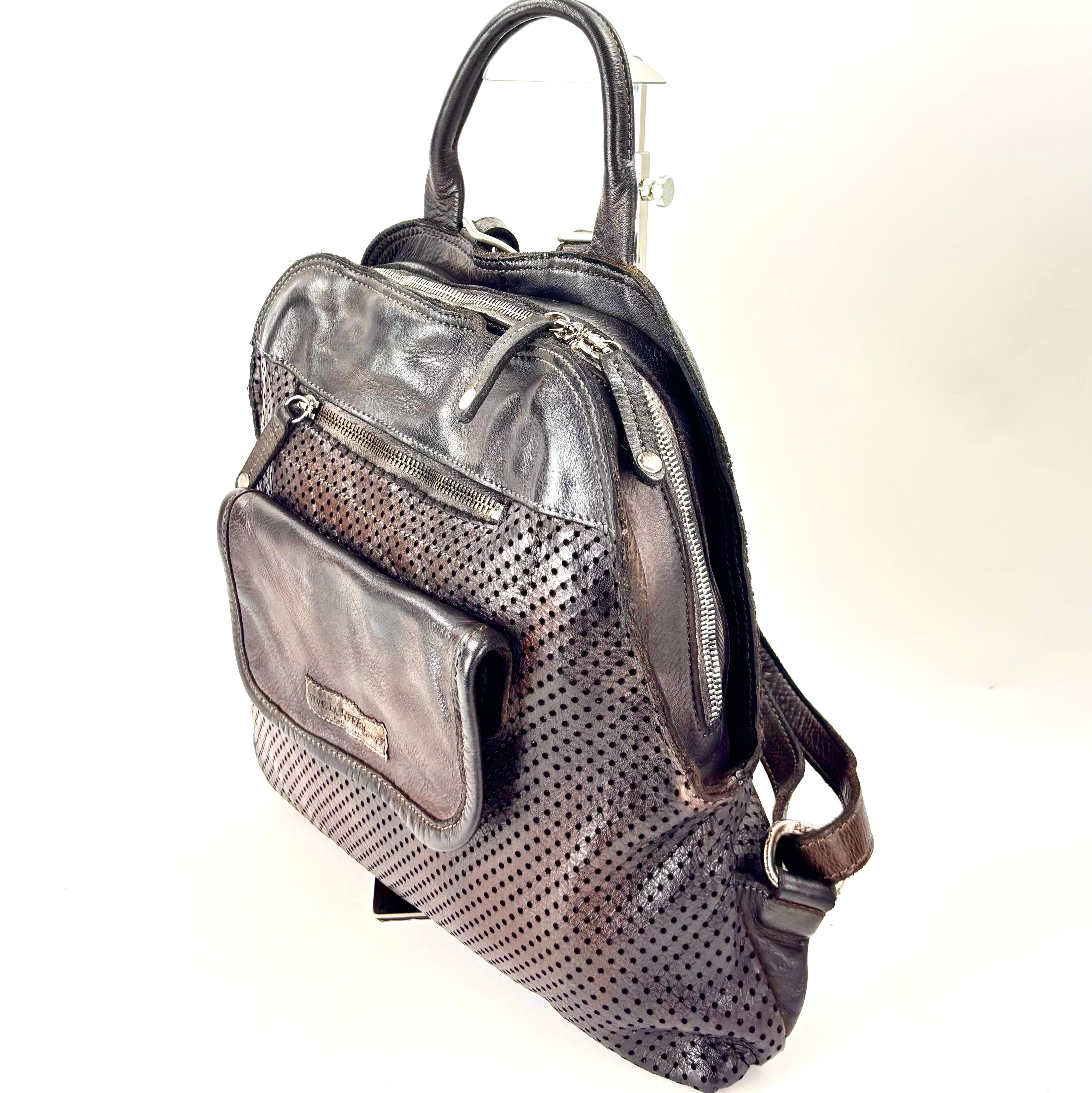 Vive La Difference SUDEST DOTS Leather Backpack EBANO - Big Bag NY 1