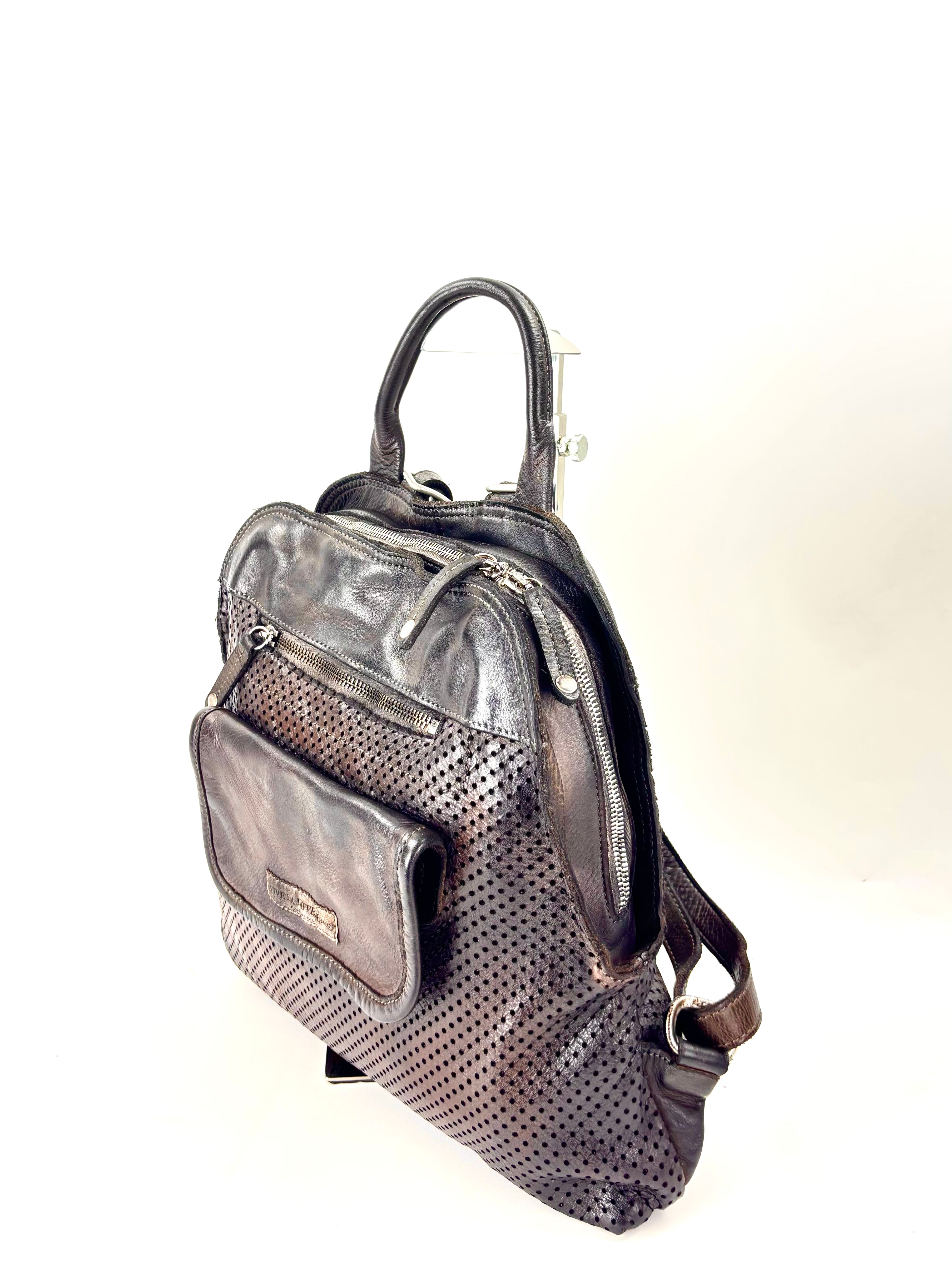 Vive La Difference SUDEST DOTS Leather Backpack EBANO - Big Bag NY 1