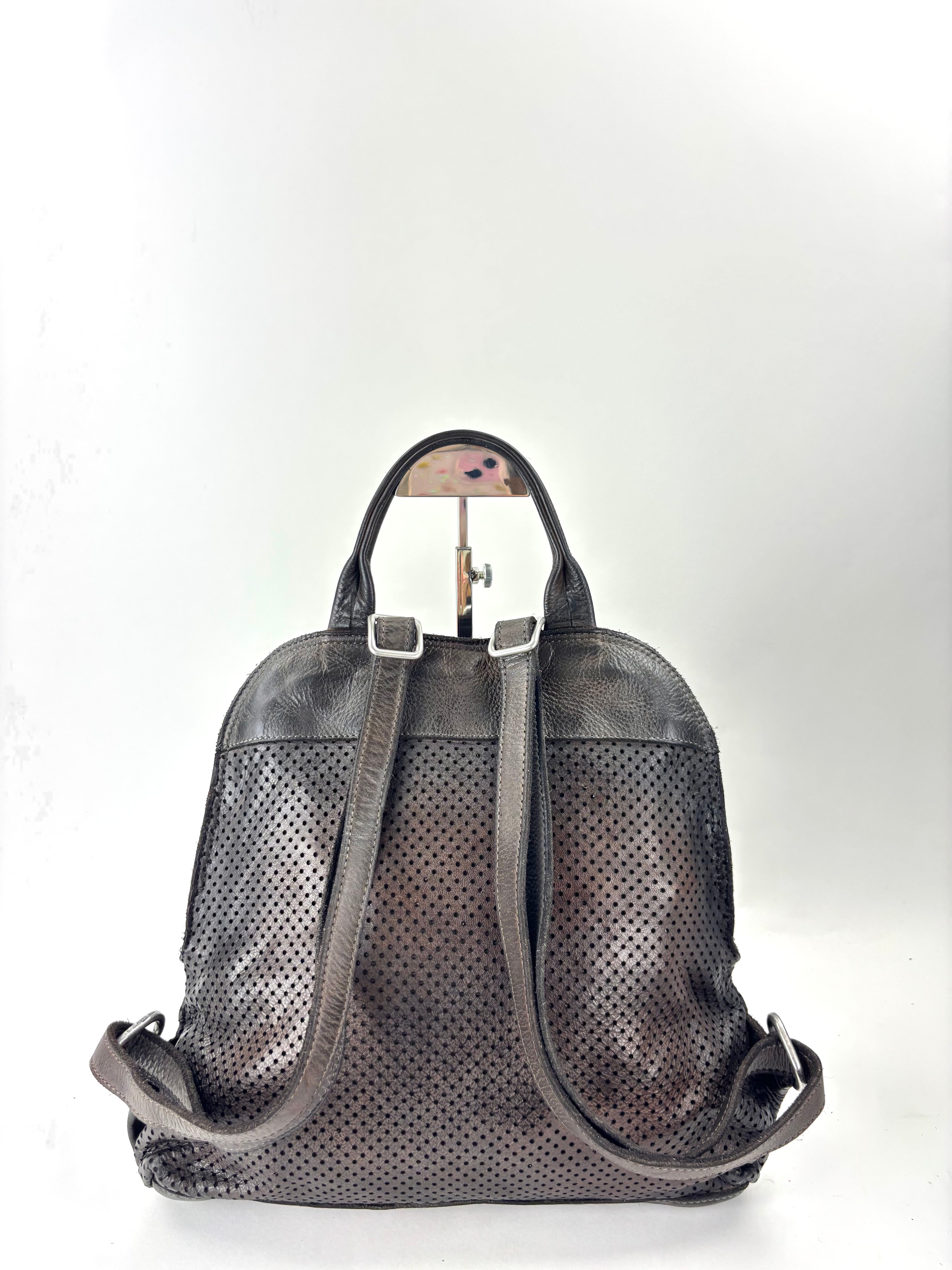 Vive La Difference SUDEST DOTS Leather Backpack EBANO - Big Bag NY 2