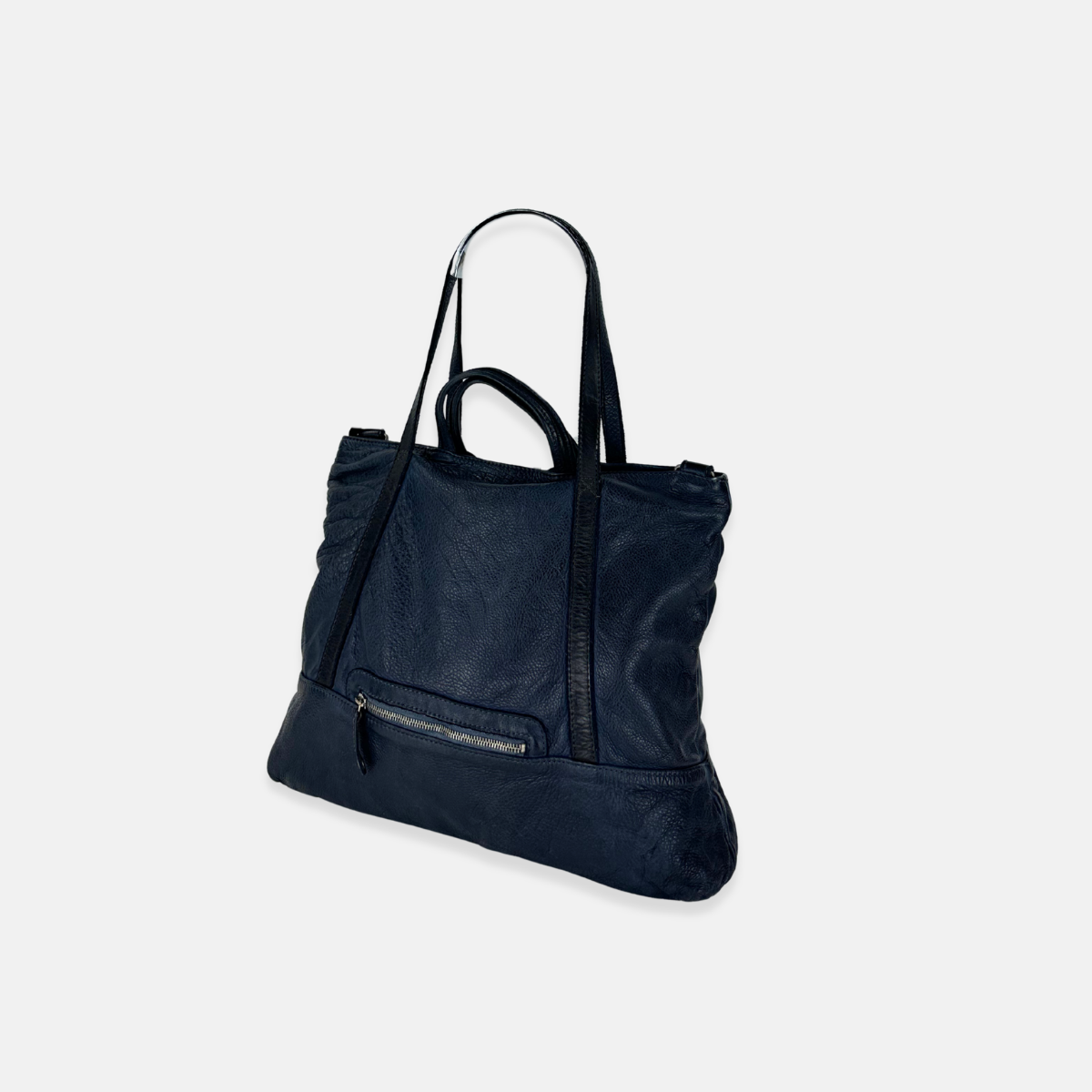 Vive La Difference Two Tone Double Handle Tote Bag in Washed Indigo - Big Bag NY