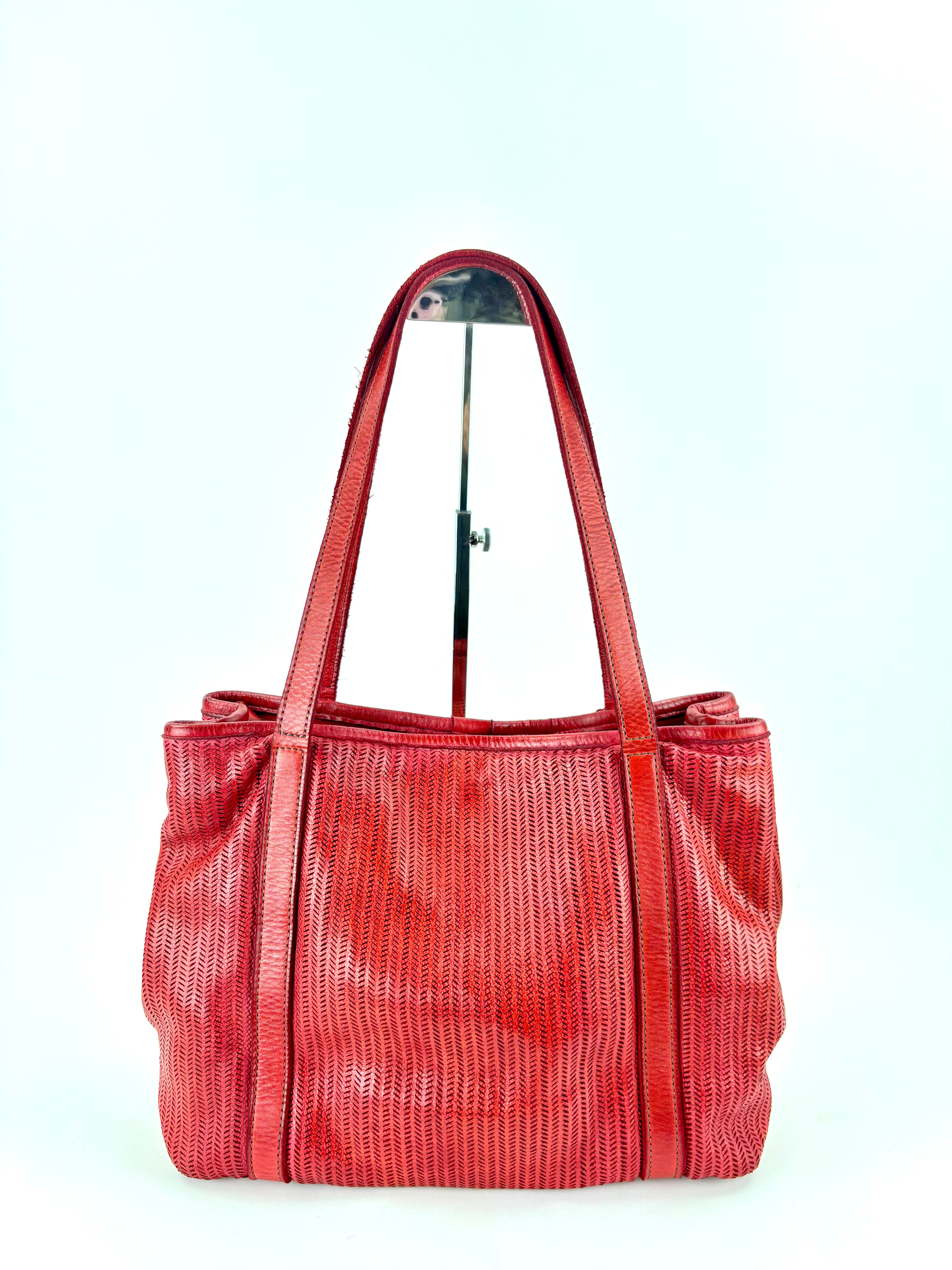 Vive La Difference WINGS Perforated Leather multi compartment Tote CORAL - Big Bag NY