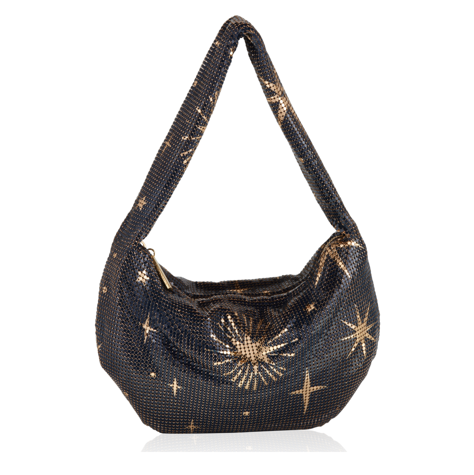 Whiting and Davis Diana Star Hobo Shoulder Bag Navy with Gold stars - Big Bag NY