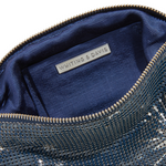 Whiting and Davis Diana Star Hobo Shoulder Bag Navy with Silver stars - Big Bag NY interior shot