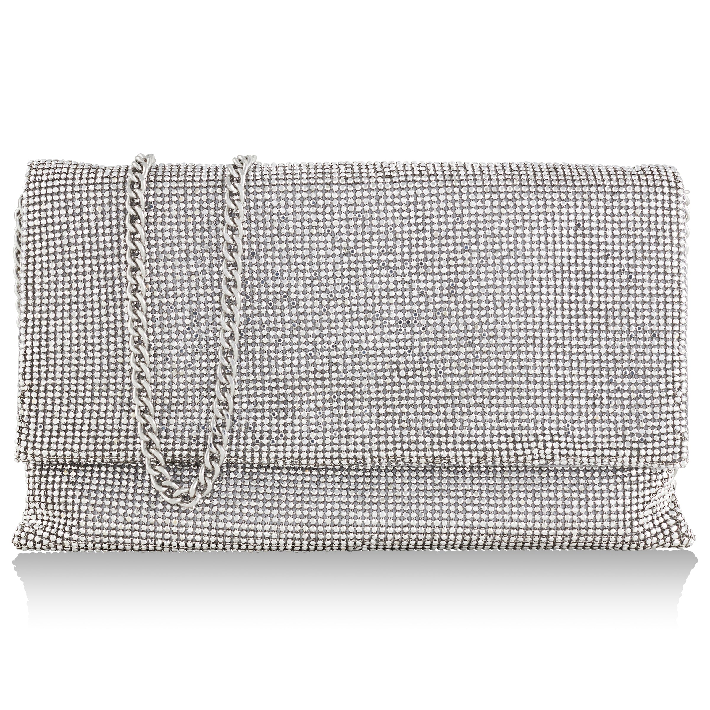 Whiting and Davis Gemma Clutch Pewter back view Big Bag NY