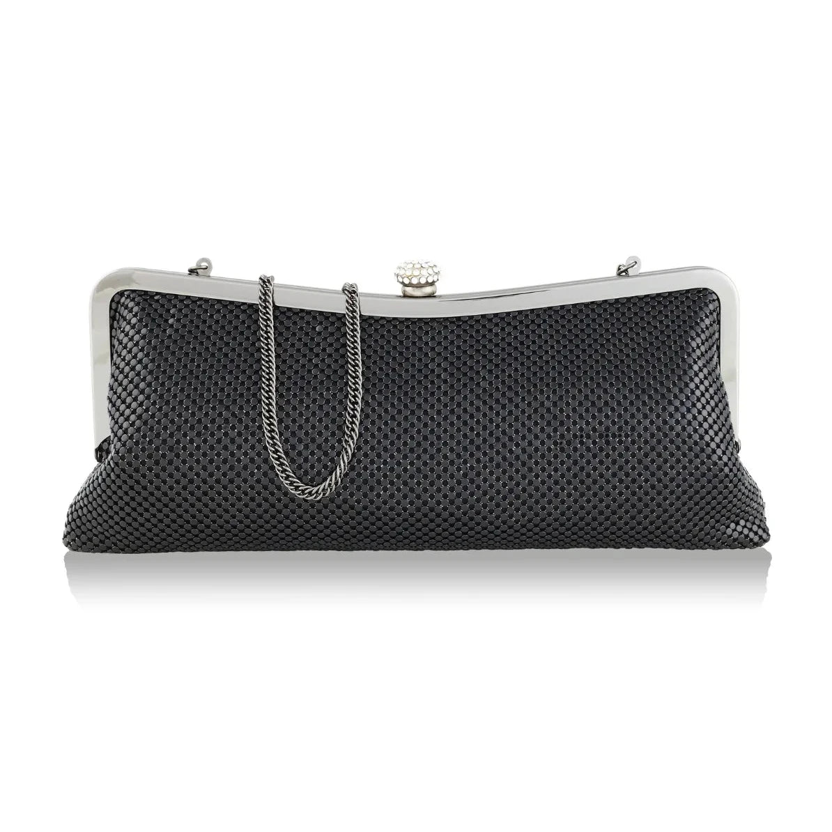 Whiting and Davis Rowen Clutch Black - Big Bag NY