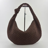 Woven Raffia Effect Hobo in Brown - Big Bag NY