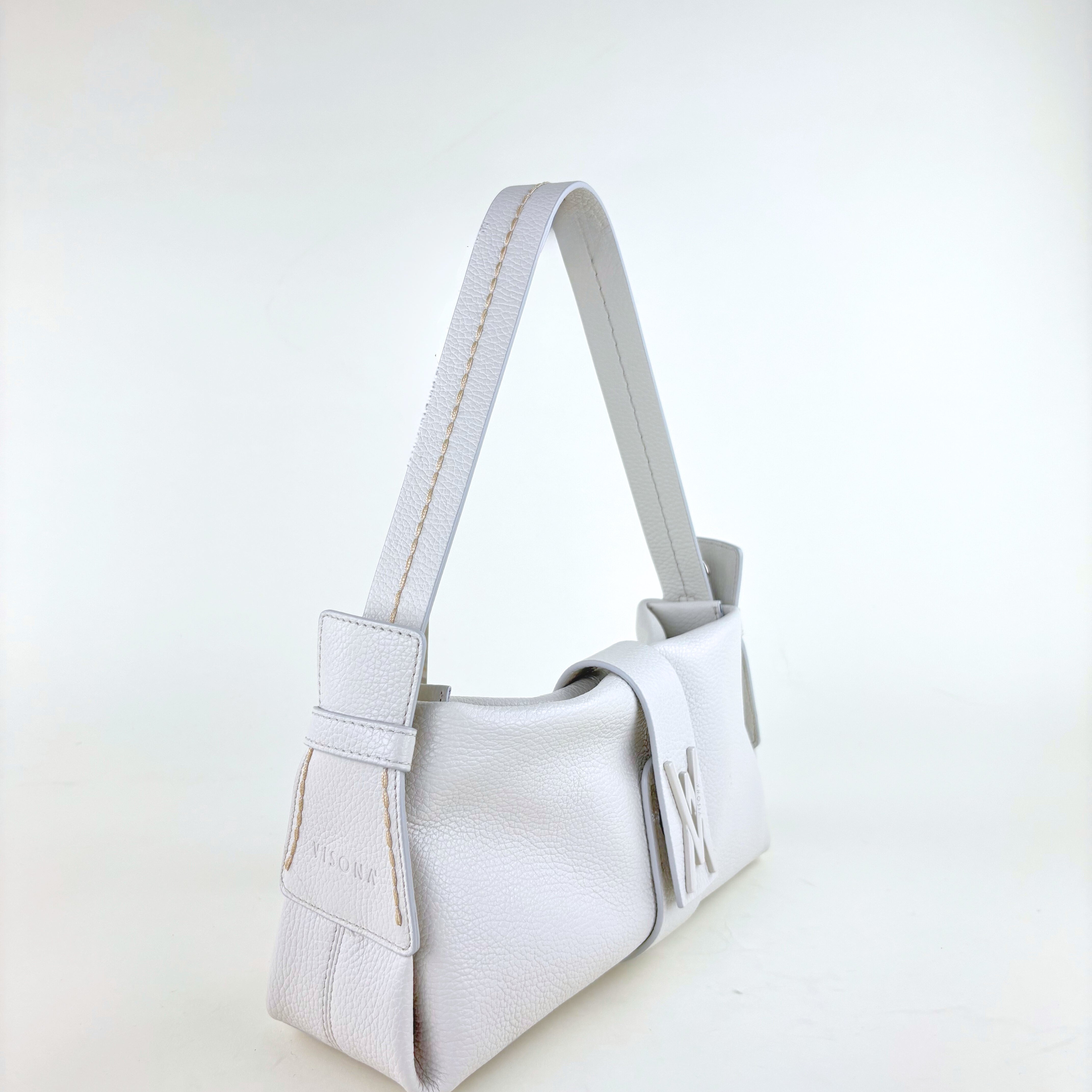 Plinio Visona Valentina Small Shoulder Bag Latte White - Big Bag NY