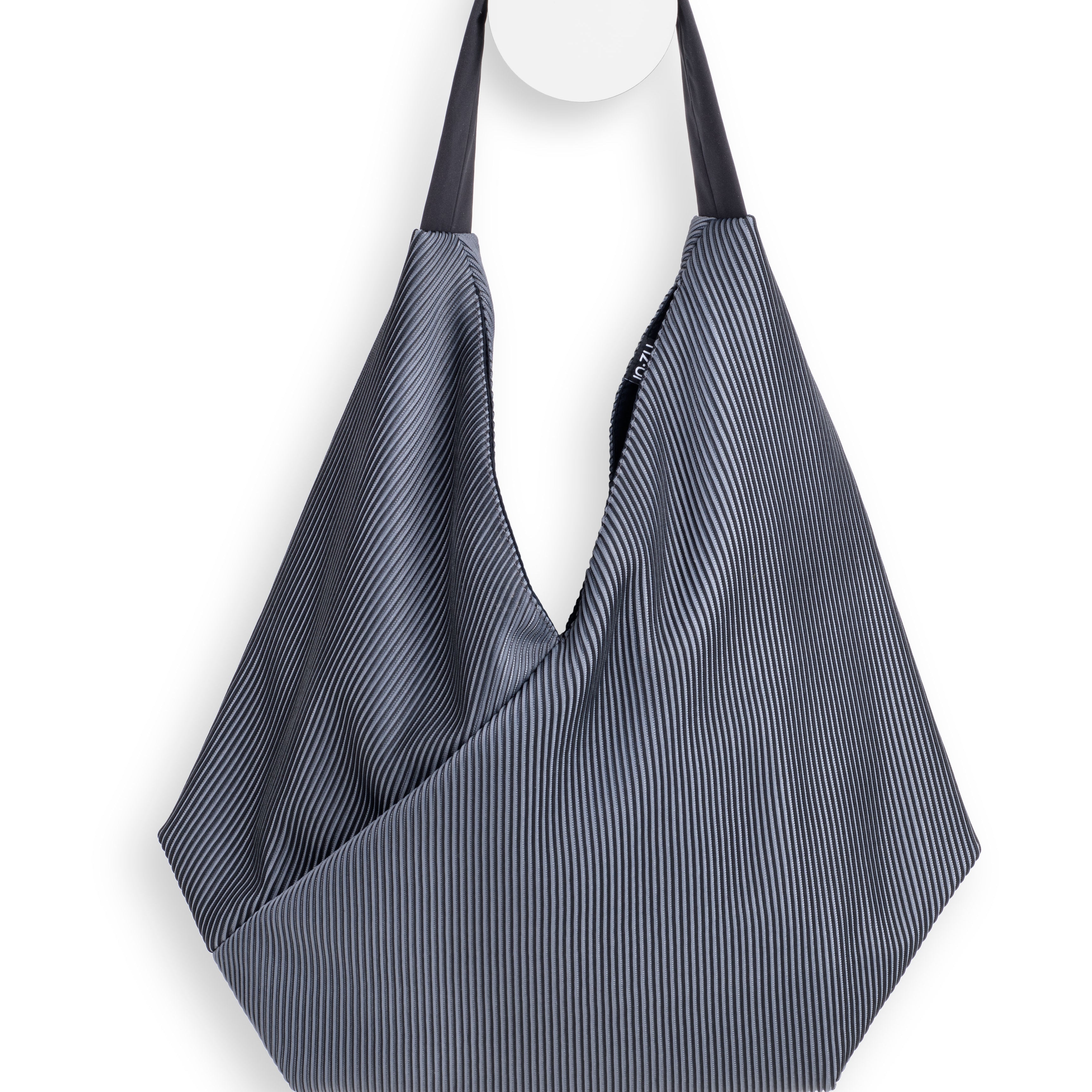 In.Zu Bevel Tote in Black and Gray Lines - Big Bag NY