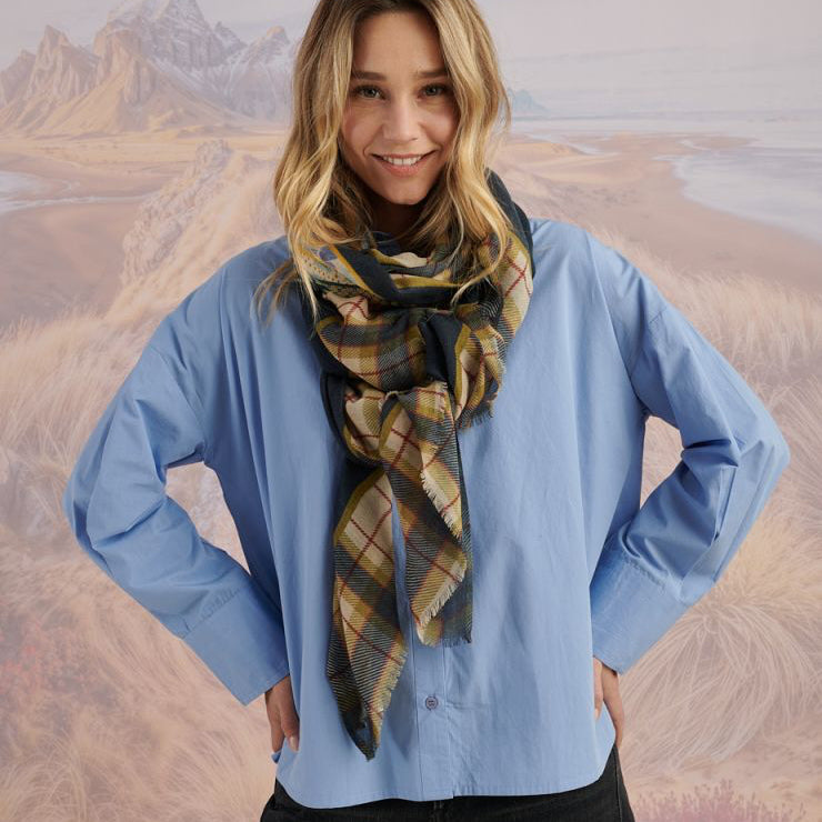 Storiatipic Franca Wool Blend Scarf in Marine - Big Bag NY