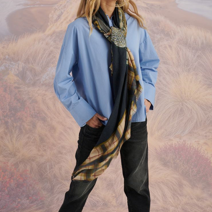 Storiatipic Franca Wool Blend Scarf in Marine - Big Bag NY