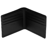 Black leather wallet with 'INDEN' branding on a white background