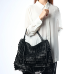 VISONA Diletta Nappa Fringe Large Shoulder Bag - Big Bag NY