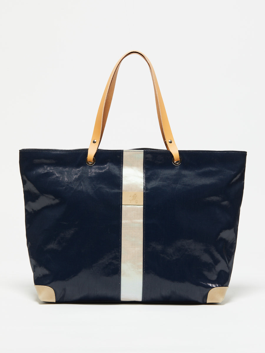 Jack Gomme PICO Large Linen Tote Bag Deep Navy and Pearl - Big Bag NY