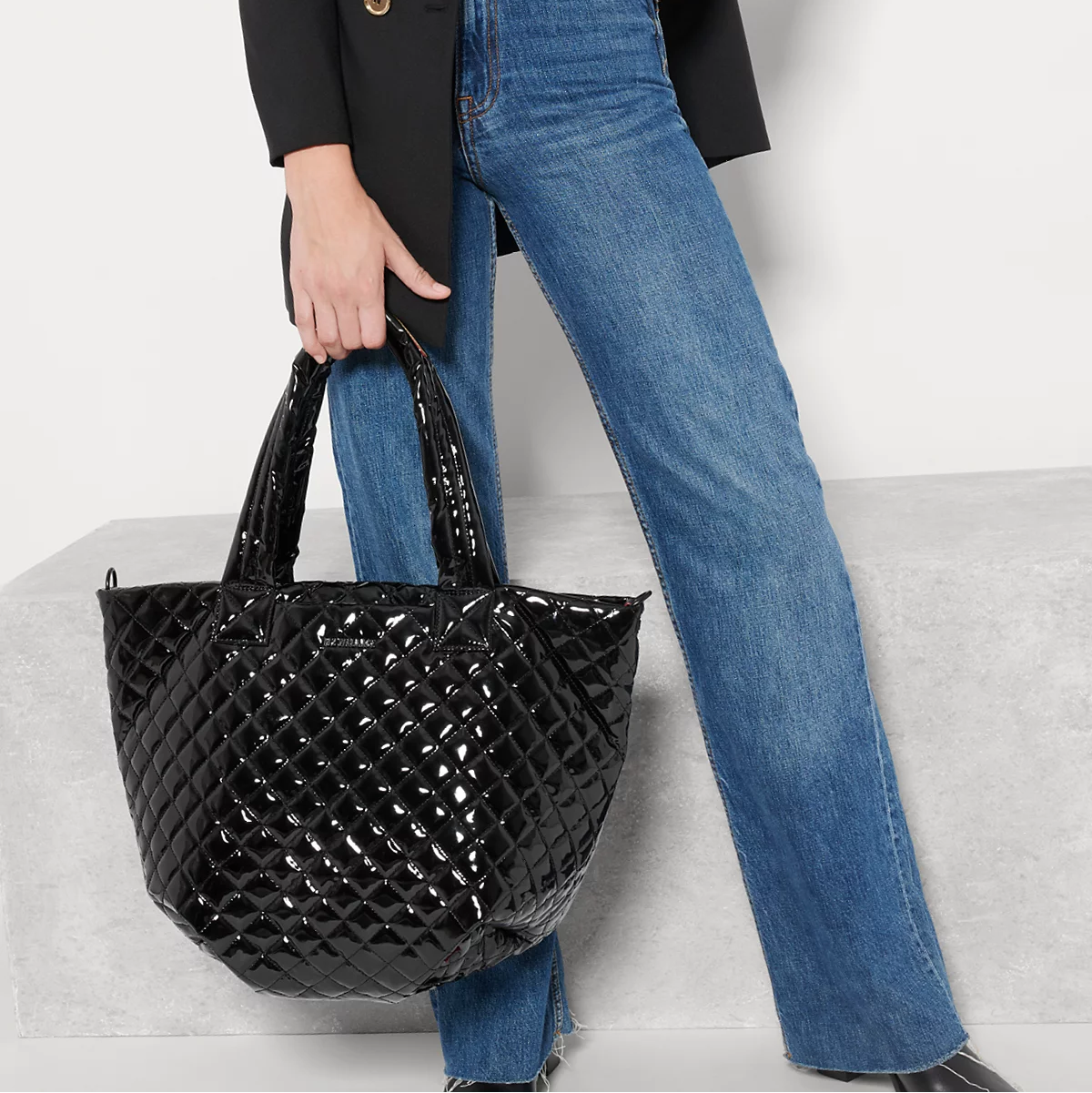 MZ Wallace Medium Metro Tote Deluxe Black Lacquer - Big Bag NY