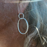 Carved Double Tapered Oval Medium Post Earrings
